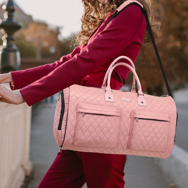 Modoker Womens Convertible Garment Bags for Travel, Waterproof Carry On Garment Bag Garment Duffel Bag - 2 in 1 Hanging Suitcase Suit Travel Luggage Bag, Pink - Image 2